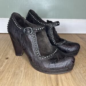*NEW* Calleen Cordero Women’s 6 Studded Leather Platform Mary Jane Heels Witchy